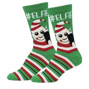 Womens Fun Novelty Holiday Christmas Crew Socks NEW #Elfie Elf Festive Size 4-10